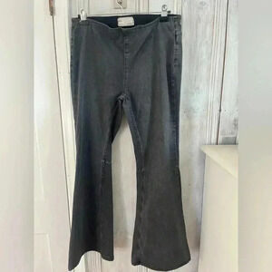FREE PEOPLE Gray Stretch Denim Pull On Flare Pants 30R boho y2k hippie bohemian